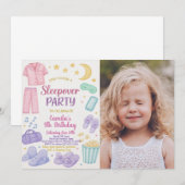 Editable Sleepover Geburtstagsparty Einladung (Vorne/Hinten)
