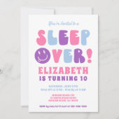 Editable Sleepover Geburtstagsparty Einladung (Vorderseite)