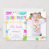 Editable Slime Birthday Einladung mit Foto (Vorderseite)