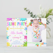 Editable Slime Birthday Einladung mit Foto (Stehend Vorderseite)