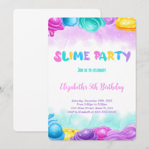 Editable Slime Birthday Party Einladung