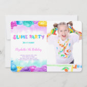 Editable Slime Birthday Party Foto Einladung (Vorderseite)
