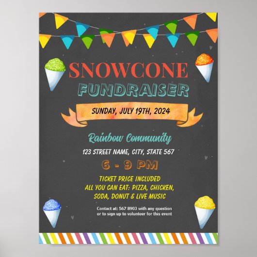 Editable Snowcone Fundraiser Flyer Poster (Vorne)