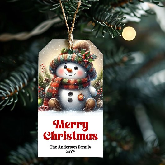 Editable Snowman Kids Gift Tag Personalized Xmas Geschenkanhänger