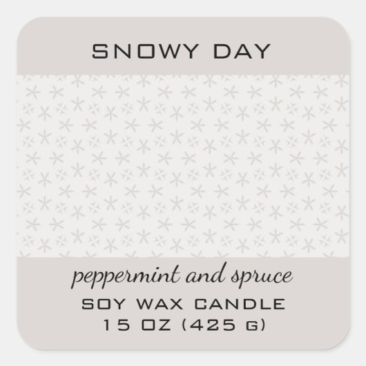 Editable Snowy Day Snowflake Pattern Product Quadratischer Aufkleber (Vorderseite)