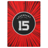 Editable Soccer Ball Modern Red Milestone Birthday Klemmbrett (Rückseite)