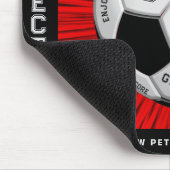 Editable Soccer Ball Modern Red Milestone Birthday Mousepad (Ecke)