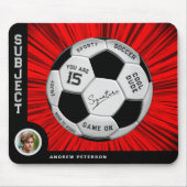 Editable Soccer Ball Modern Red Milestone Birthday Mousepad (Vorne)