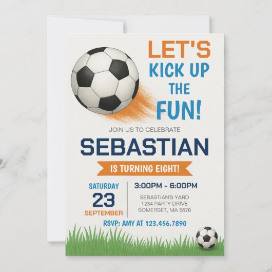 Editable Soccer Birthday Einladung (Vorderseite)