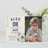 Editable Soccer Birthday Einladung mit Foto (Stehend Vorderseite)