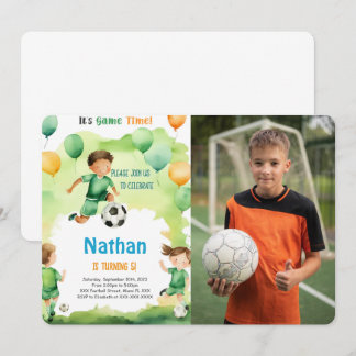 Editable Soccer Birthday Party Foto Einladung