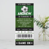 Editable Soccer Ticket Geburtstagsgeschenke Party Einladung (Stehend Vorderseite)