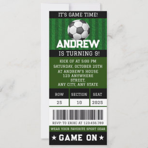 Editable Soccer Ticket Geburtstagsgeschenke Party Einladung