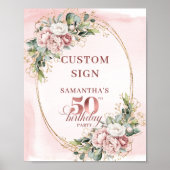 Editable Soft Blush Botanical 50th Birthday 8x10 Poster (Vorne)