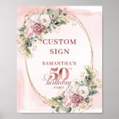Editable Soft Pastel Pink 50th Birthday 8x10 Sign Poster (Vorne)