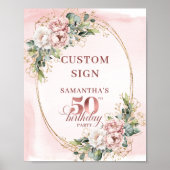 Editable Sophisticated Rose Gold 50th Birthday Poster (Vorne)
