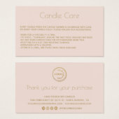 Editable Soy Candle Care Card mit LogoBlush (Vorne & Hinten)