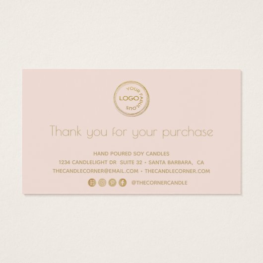 Editable Soy Candle Care Card mit LogoBlush (Rückseite)