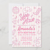 Editable Space Cowgirl Birthday Invitation, Disco  Einladung (Vorderseite)