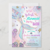 Editable Sparkle Mermaid Party Einladung Pool Gir (Vorderseite)