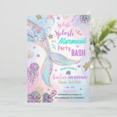 Editable Sparkle Mermaid Party Einladung Pool Gir (Stehend Vorderseite)