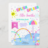 Editable Splash Pad Birthday Einladung (Vorne/Hinten)