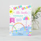 Editable Splash Pad Birthday Einladung (Stehend Vorderseite)