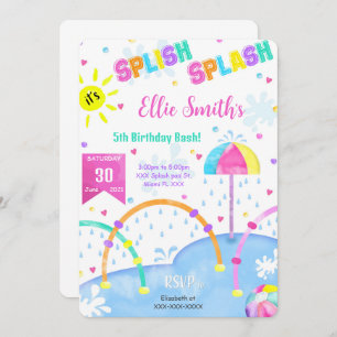 Editable Splash Pad Birthday Einladung