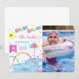 Editable Splash Pad Geburtstag Foto Einladung