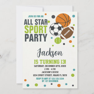Editable Sports - Einladung zum Geburtstag