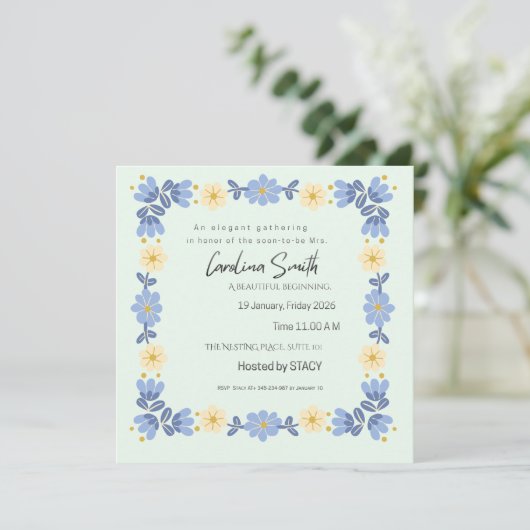 Editable Spring Garden Bride to Be Invite | Custom Einladung (Stehend Vorderseite)