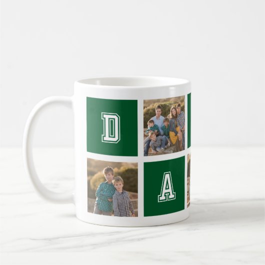 Editable Square Color Varsity Daddy Foto Collage Kaffeetasse (Links)