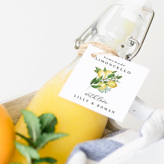 Editable Square Limoncello Flasche Geschenkanhänger