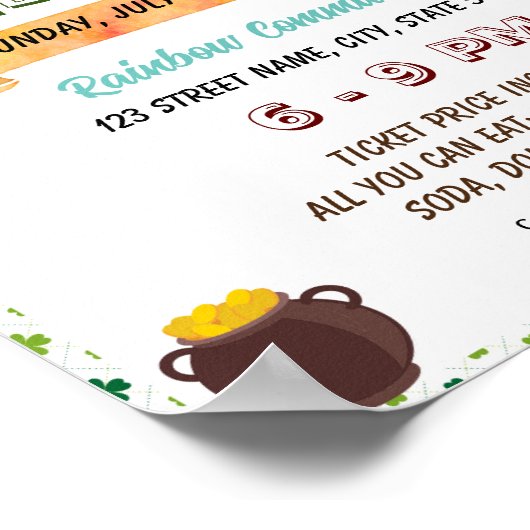 Editable St Pattrick's day potluck Flyer Poster (Ecke)