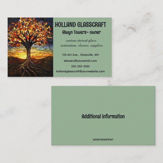 Editable Stained Glass Tree Visitenkarte (Vorne/Hinten)