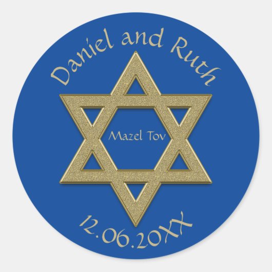 Editable Star von David Mazel Tov Gastgeschenk Hoc Runder Aufkleber (Vorderseite)