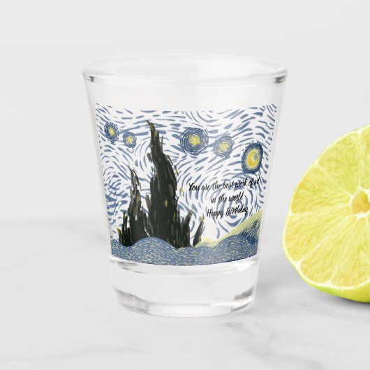 Editable Starry Night Glass Schnapsglas (Vorderseite)