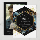 Editable Stars Celestial Wedding Save The Date (Vorne/Hinten)
