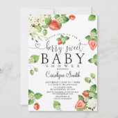 Editable Strawberry Berry Sweet Baby Dusche Einladung (Vorderseite)
