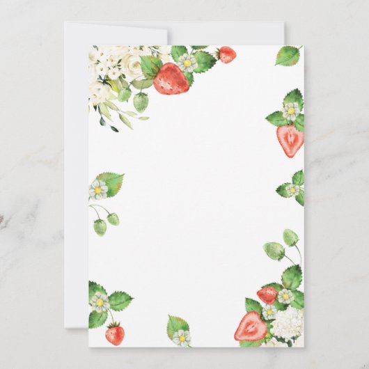 Editable Strawberry Berry Sweet Baby Dusche Einladung (Rückseite)