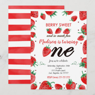 Editable Strawberry Einladung