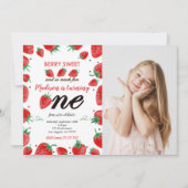 Editable Strawberry Foto Einladung (Vorderseite)