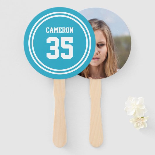 Editable Streifen und Background Color Sporty Foto Fächer (Vorne und Hinten)