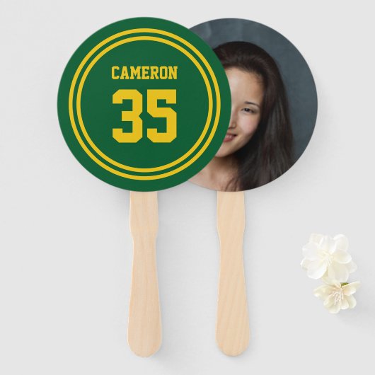 Editable Streifen und Background Color Sporty Foto Fächer (Vorne und Hinten)