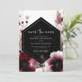 Editable Stylish Burgundy Wedding Save The Date (Stehend Vorderseite)