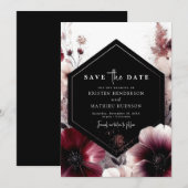 Editable Stylish Burgundy Wedding Save The Date (Vorne/Hinten)