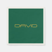 Editable Stylish Text | Gold & Hunter Green Serviette (Vorderseite)