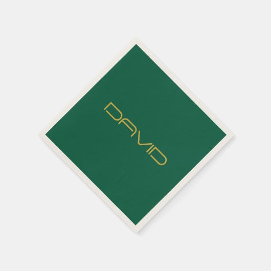 Editable Stylish Text | Gold & Hunter Green Serviette (Ecke)