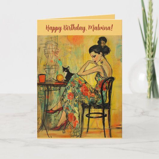 Editable Stylish Woman Birthday Karte (Vorderseite)