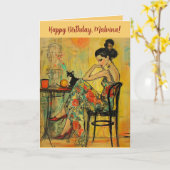 Editable Stylish Woman Birthday Karte (Gelbe Blume)